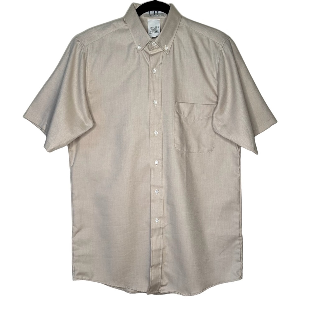 Men’s Beige Short Sleeves Button Down Shirt 15